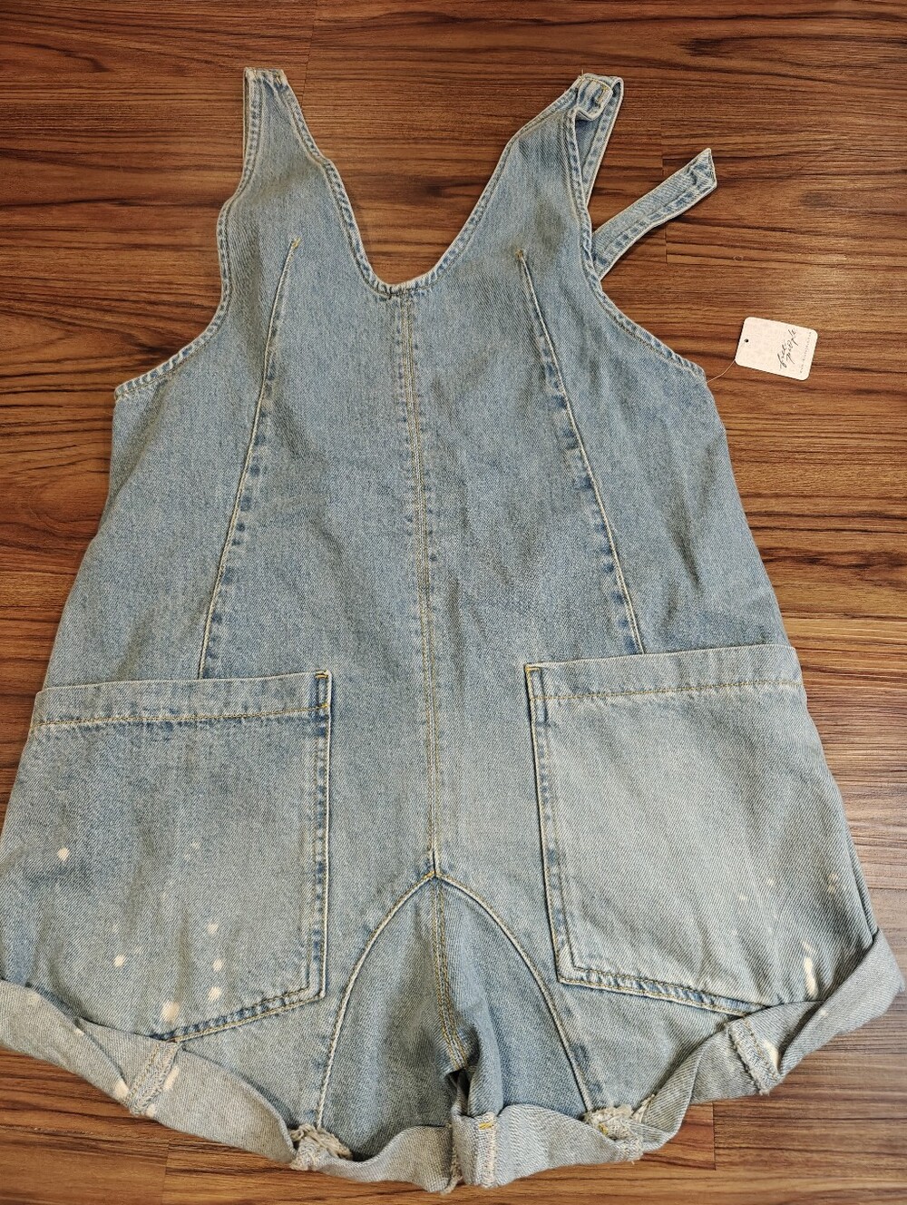 We The Free Light Blue Denim Short Romper